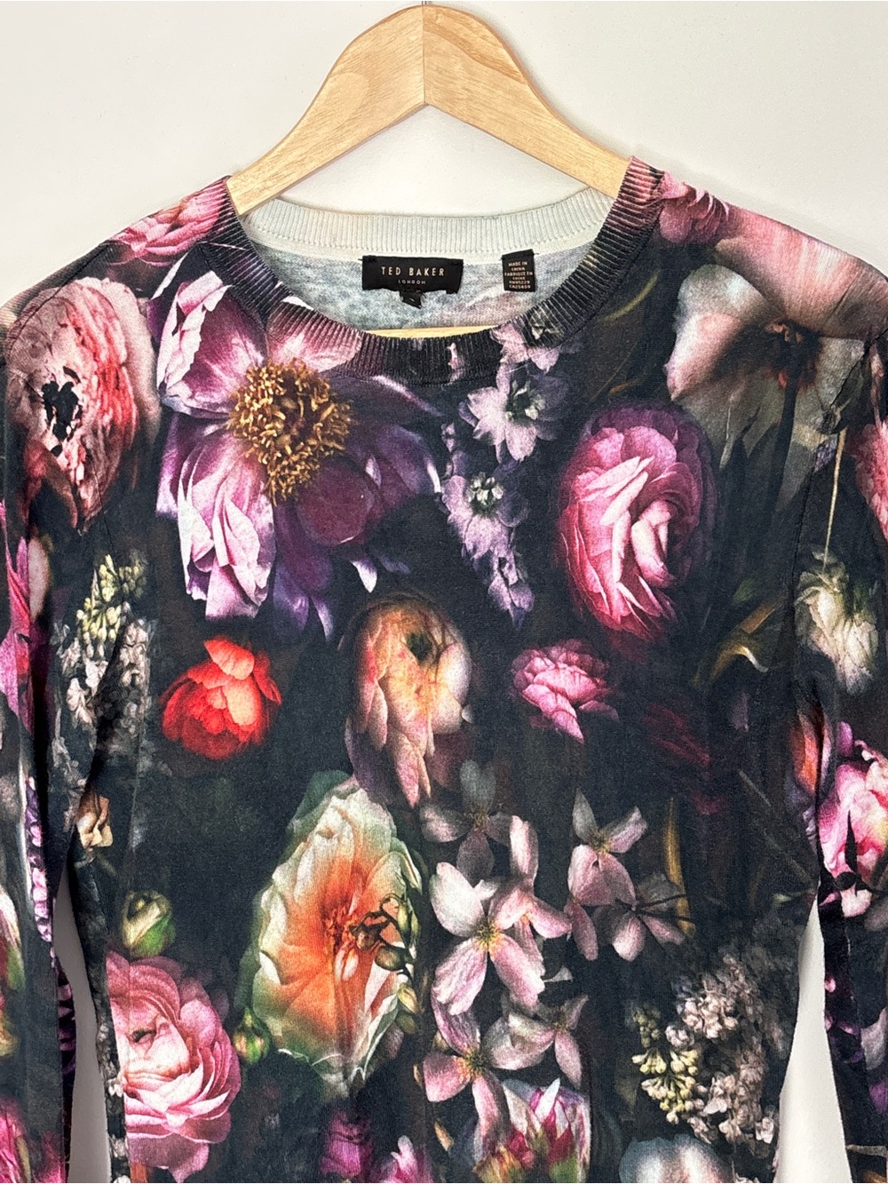 TED BAKER London Women Noline Shadow Floral Print Sweater Eu3 Fits Small/Medium - Picture 5 of 16